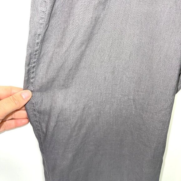 Tahari Linen Trousers Womens Size 12 Wide Leg Two Button Four Pocket Dove Gray - Picture 10 of 12
